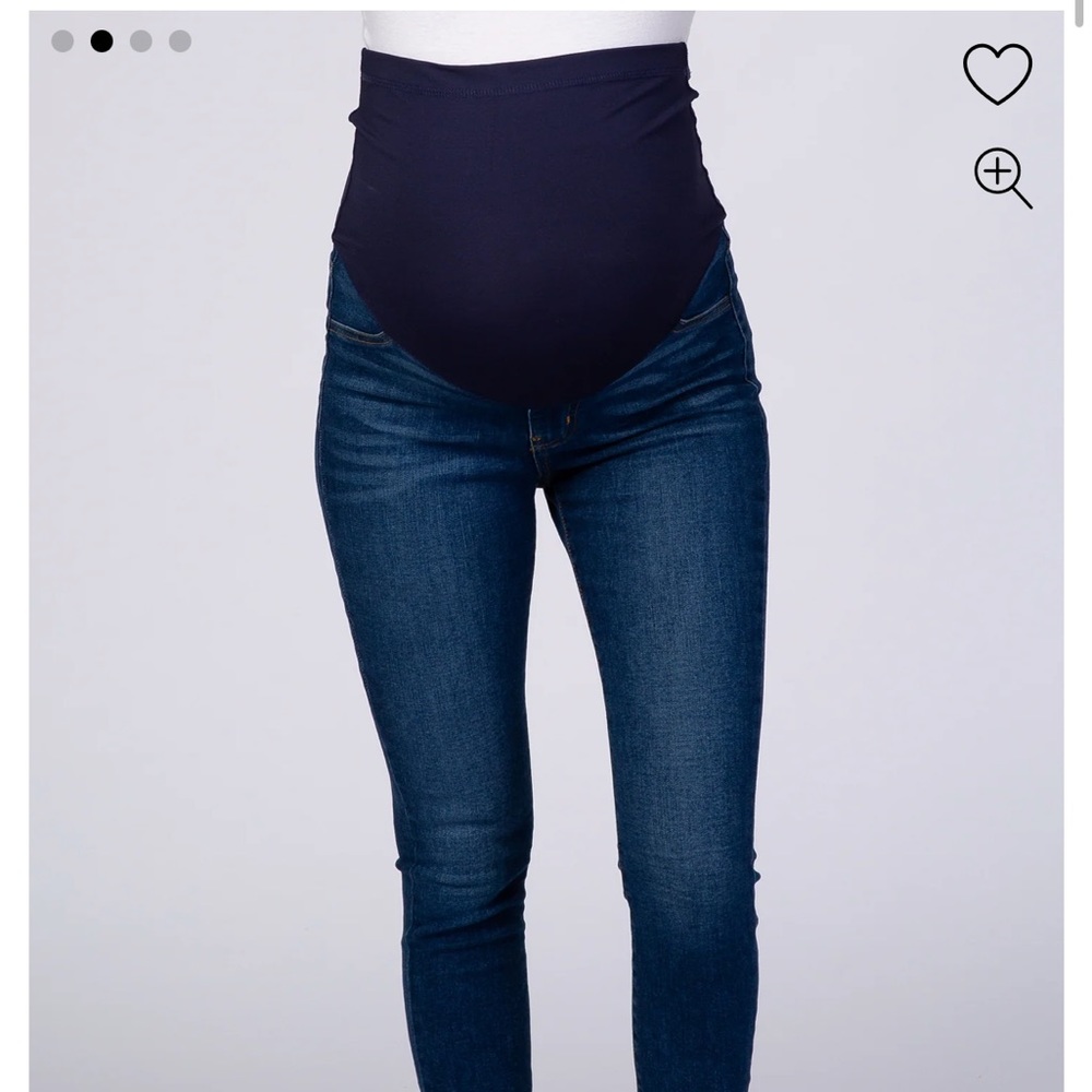 Pink Blush Navy Blue Skinny Maternity Jeans